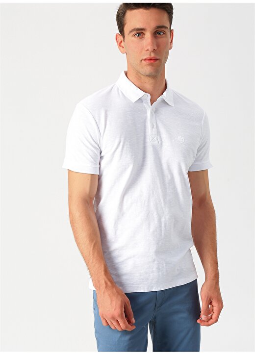 Mavi Beyaz Fitted Polo T-Shirt 3