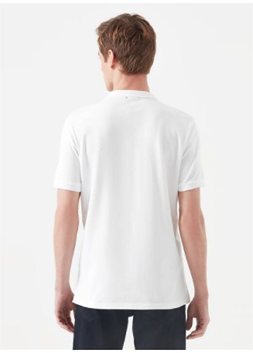 Mavi Normal Düz Beyaz Erkek Polo T-Shirt 2