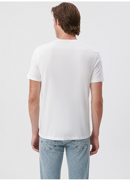 Mavi V Yaka Düz Beyaz Erkek T-Shirt 065586-620 V YAKA TİŞÖRT Beyaz 4