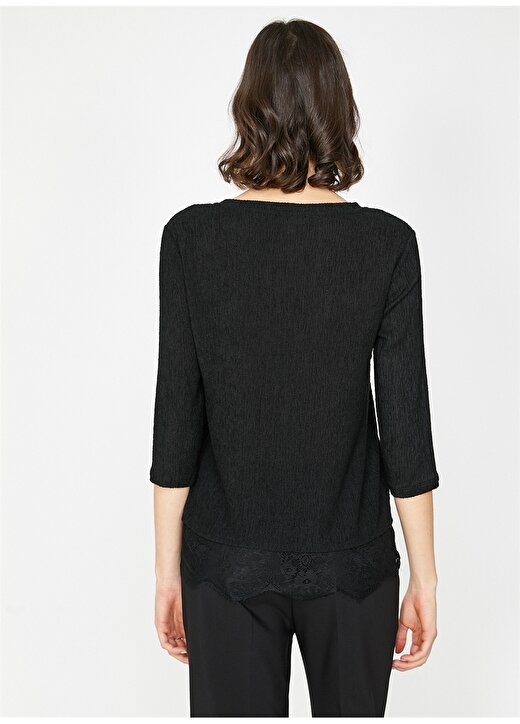 Koton Yarım Kol Siyah Kadın T-Shirt 4