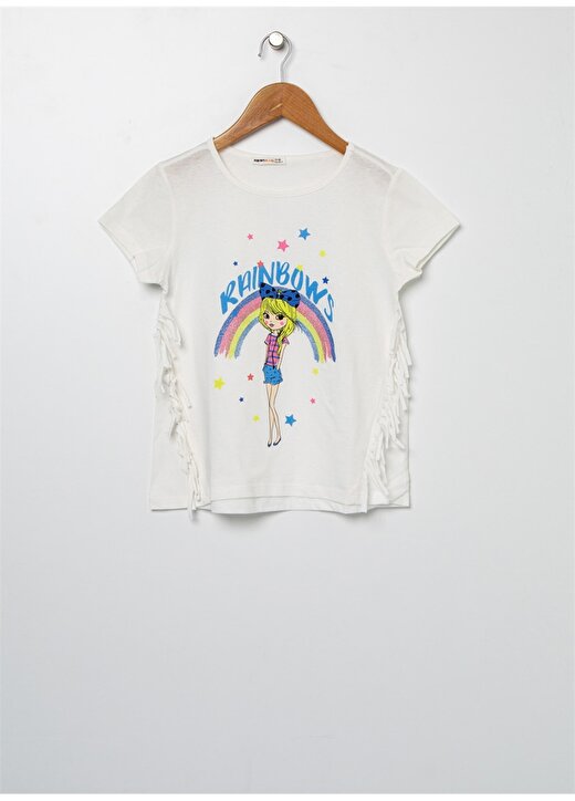 Koton Kız Çocuk Baskılı Beyaz T-Shirt 1