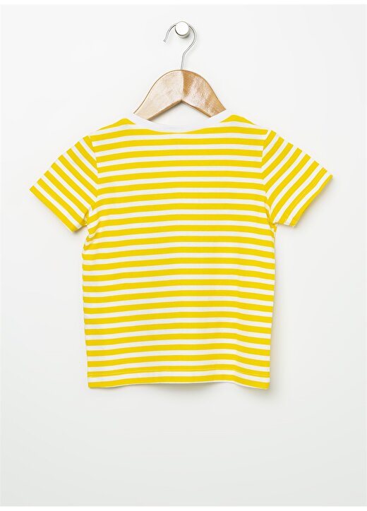 Koton Bisiklet Yaka Çizgi Desenli Baskılı Sarı Erkek Çocuk T-Shirt 2