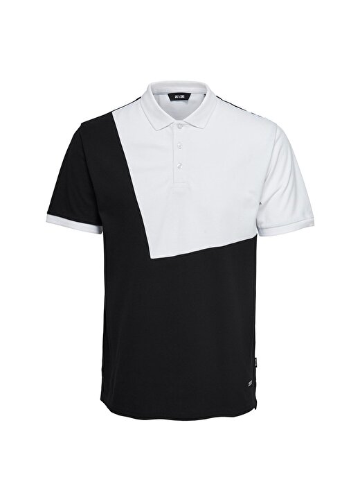 Only & Sons Polo Yaka Renk Bloklu Siyah-Beyaz T-Shirt 3