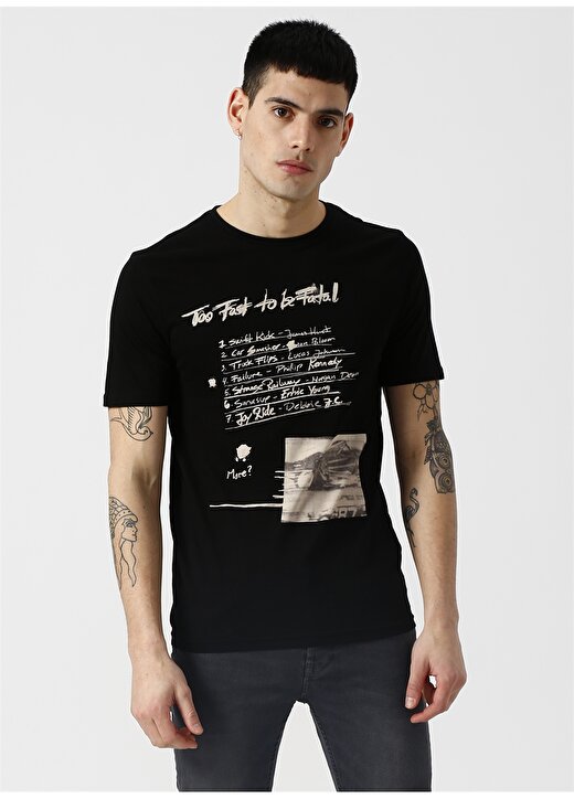 Only & Sons Yazılı Siyah T-Shirt 3