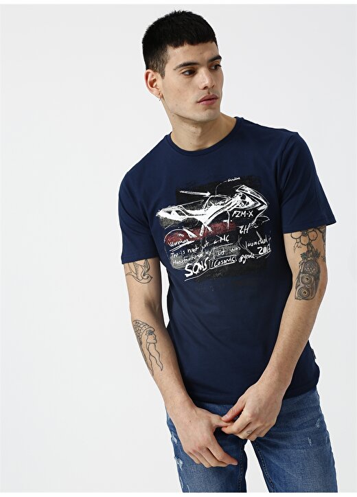 Only & Sons Baskılı Mavi T-Shirt 2