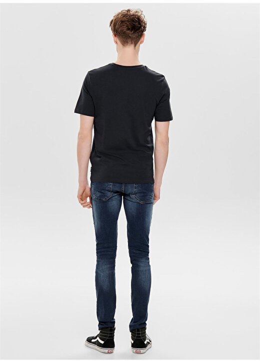 Only & Sons Kısa Kol Baskılı Lacivert Erkek T-Shirt 2