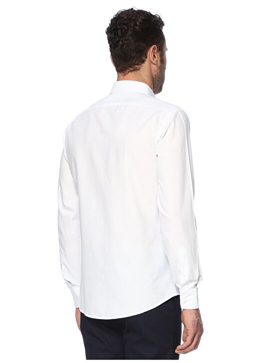 Network Gömlek Yaka Uzum Kollu Slim Fit Pamuk Beyaz Erkek Takım Elbise 3