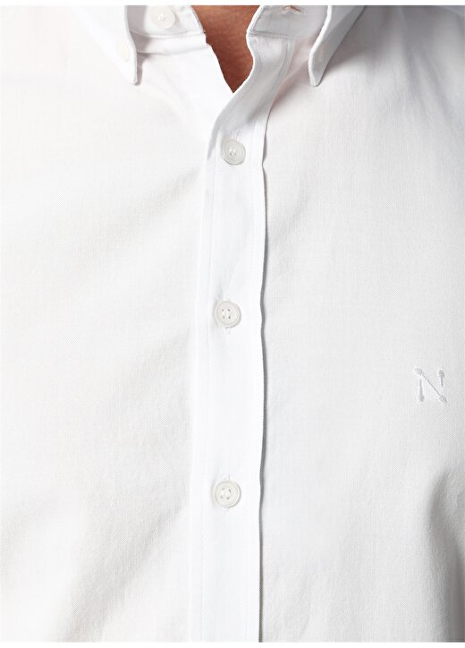 Network Gömlek Yaka Uzum Kollu Slim Fit Pamuk Beyaz Erkek Takım Elbise 4