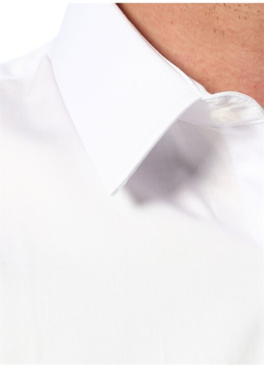 Network Gömlek Yaka Uzum Kollu Slim Fit Pamuk Lyosel Beyaz Erkek Takım Elbise 4