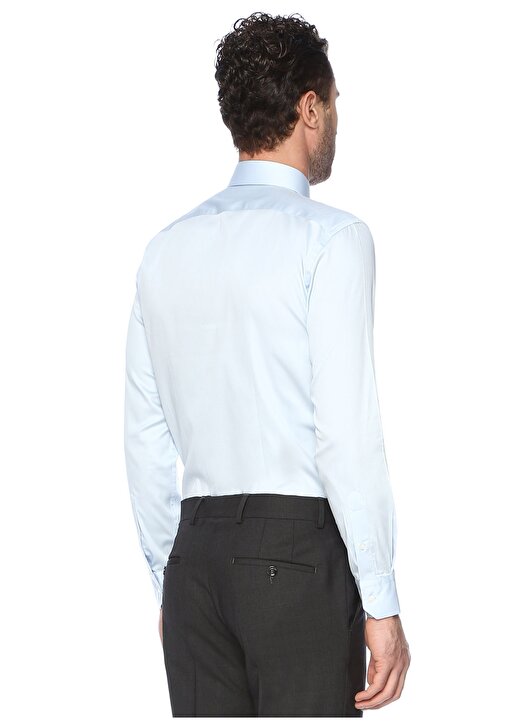 Network Gömlek Yaka Uzum Kollu Slim Fit Pamuk Lyosel Açık Mavi Erkek Takım Elbise 3