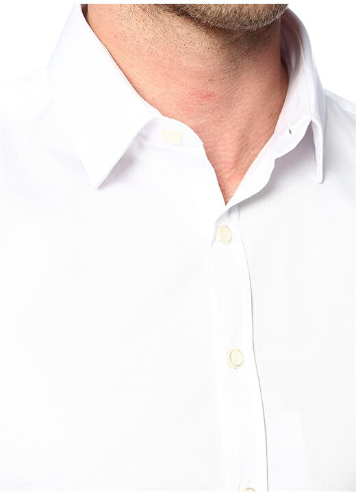 Network Gömlek Yaka Uzum Kollu Slim Fit Pamuk Lyosel Beyaz Erkek Takım Elbise 4