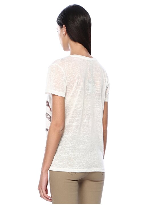 Network Pul İşlemeli Beyaz T-Shirt 3