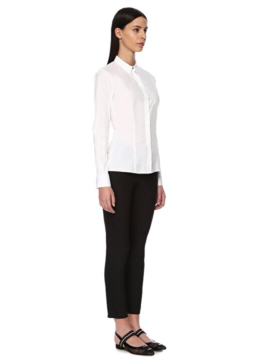 Network Gömlek Yaka Uzum Kollu Beyaz Kadın Elbise 2