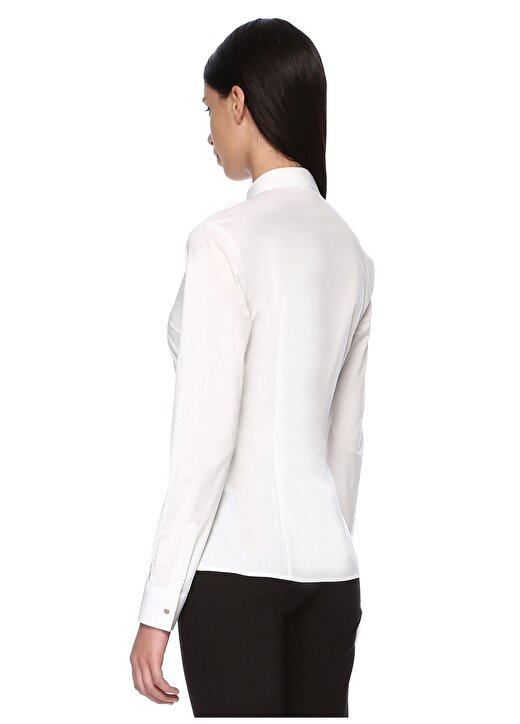 Network Gömlek Yaka Uzum Kollu Beyaz Kadın Elbise 3