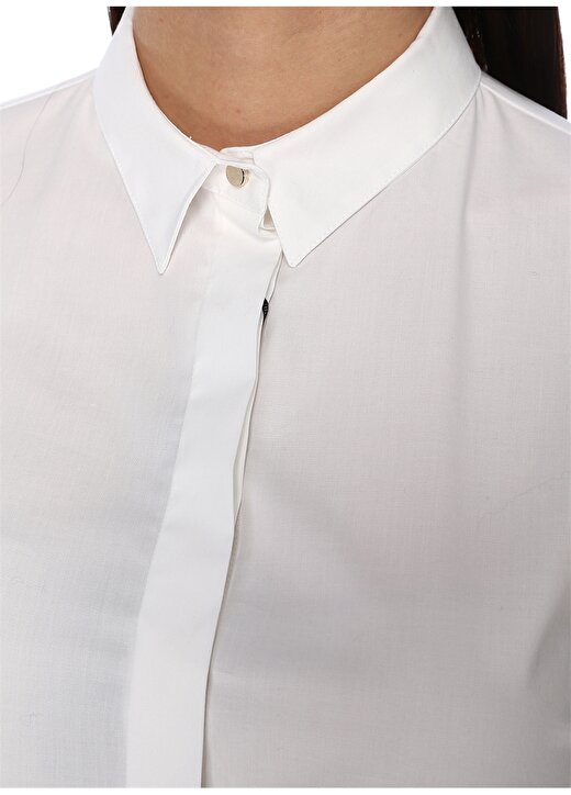 Network Gömlek Yaka Uzum Kollu Beyaz Kadın Elbise 4