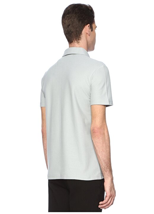 George Hogg Polo Yaka Nakışlı Gri T-Shirt 3