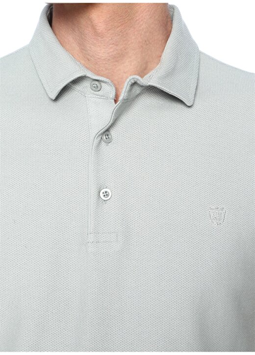 George Hogg Polo Yaka Nakışlı Gri T-Shirt 4