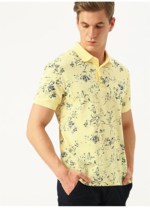 George Hogg Desenli Polo Yaka Sarı T-Shirt 3