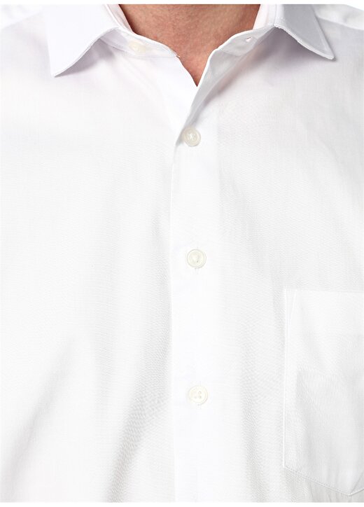 George Hogg Uzun Kollu Tek Cepli Regular Fit Beyaz Erkek Gömlek 4