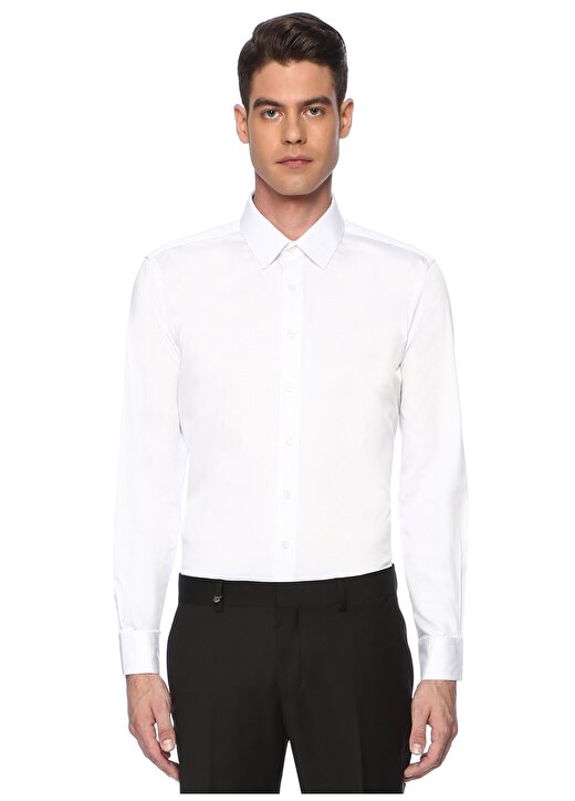 George Hogg Gömlek Yaka Slim Fit Beyaz Erkek Gömlek 1