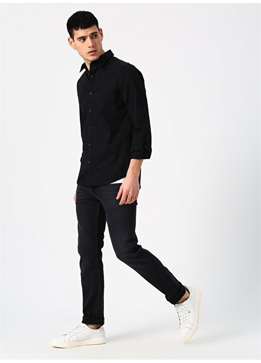 Calvin Klein Jeans Erkek Siyah Gömlek CKJ EMBRO TWILL SLIM SHIRT-CK BLAC 2