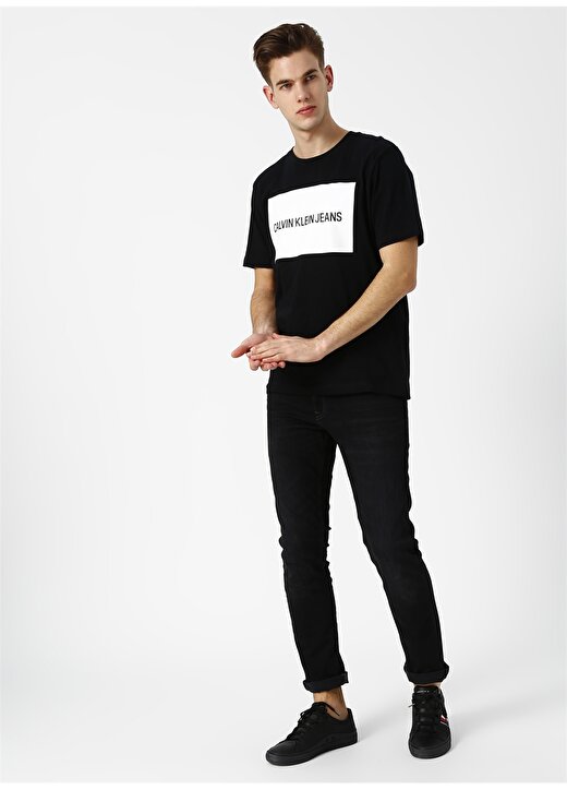 Calvin Klein Jeans Erkek Siyah T-Shirt INSTITUTIONAL BOX LOGO REG TEE-CK B 3