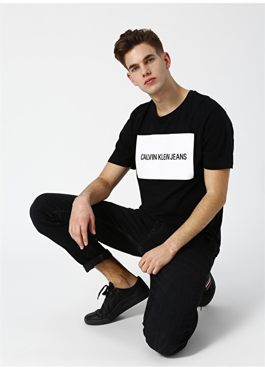 Calvin Klein Jeans Erkek Siyah T-Shirt INSTITUTIONAL BOX LOGO REG TEE-CK B 4