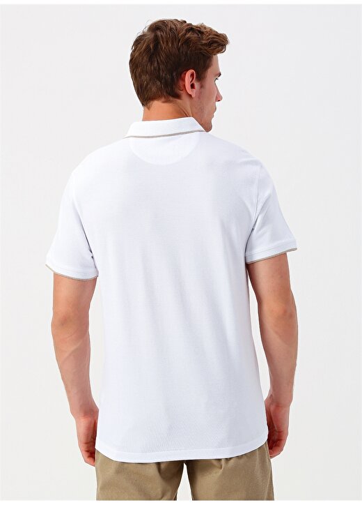 George Hogg Nakışlı Beyaz Polo Yaka T-Shirt 4