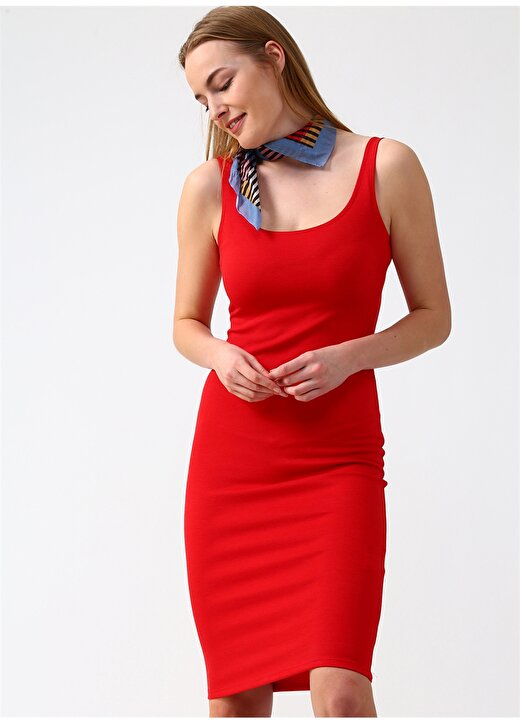 Fashion Friends Dar Kesim Kırmızı Elbise 3