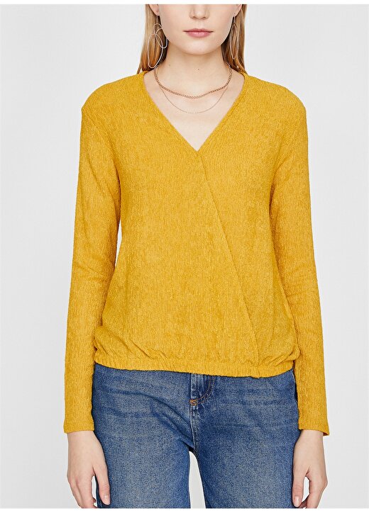 Koton V Yaka Sarı T-Shirt 3