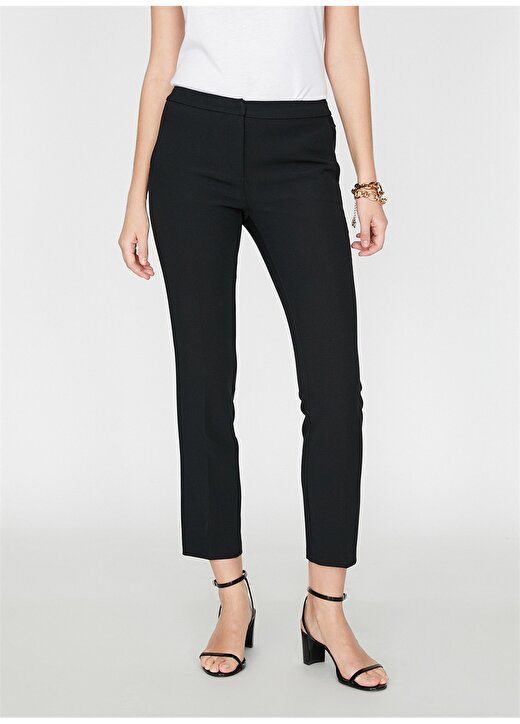 Koton Polyester Elastan Siyah Kadın Pantolon 3