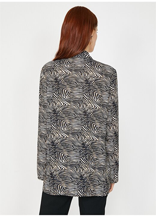 Koton Zebra Desenli Siyah Kadın Bluz 4