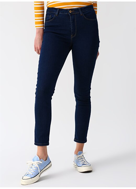 Koton Slim Fit Lacivert Denim Kadınpantolon 2