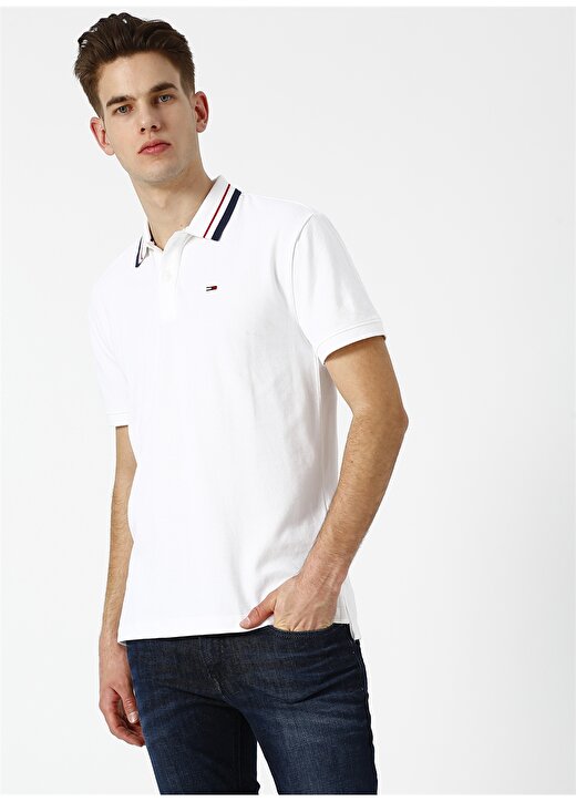 Tommy Jeans Polo Yaka Beyaz Polo T-Shirt 3