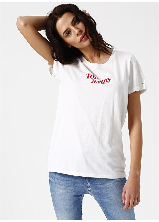 Tommy Jeans Yazılı Beyaz T-Shirt 2
