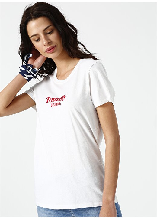 Tommy Jeans Yazılı Beyaz T-Shirt 4
