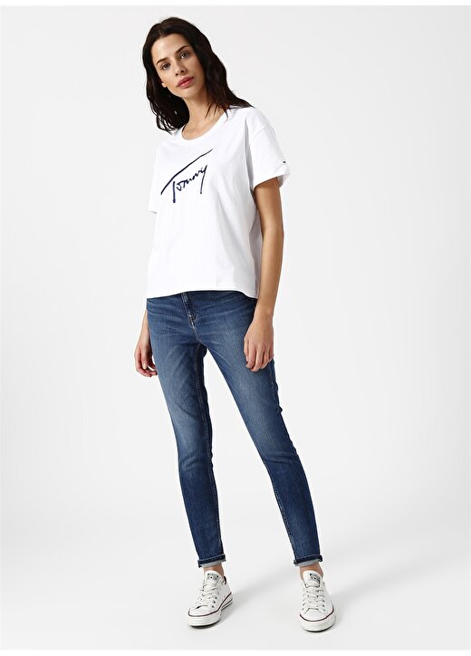 Tommy Jeans Nakışlı Beyaz T-Shirt 2
