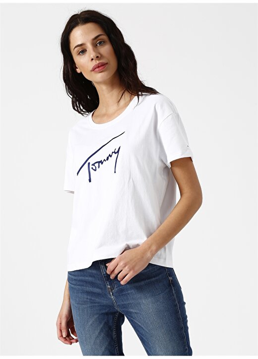 Tommy Jeans Nakışlı Beyaz T-Shirt 3