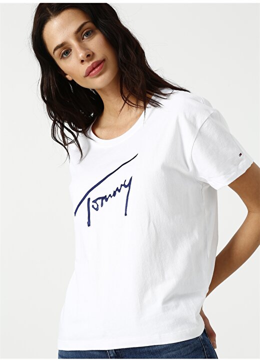 Tommy Jeans Nakışlı Beyaz T-Shirt 4