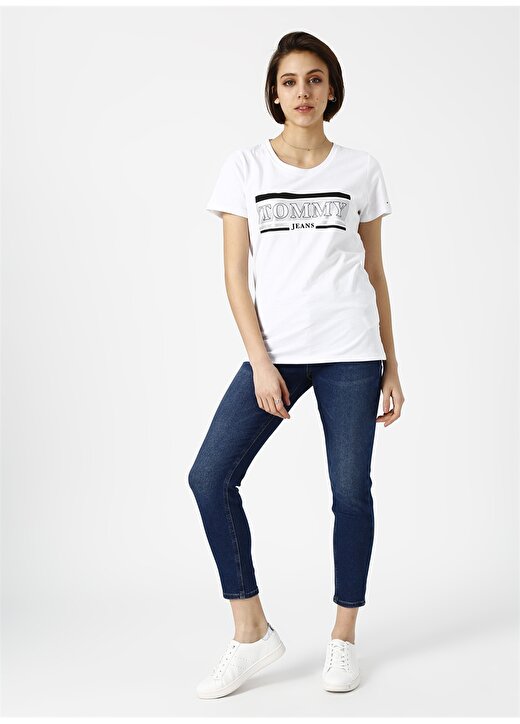 Tommy Jeans Baskılı Beyaz T-Shirt 2