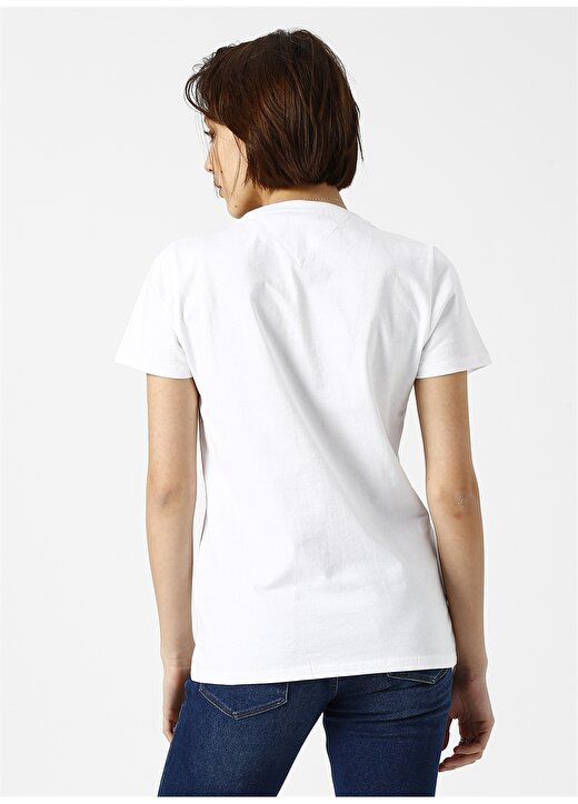 Tommy Jeans Baskılı Beyaz T-Shirt 4