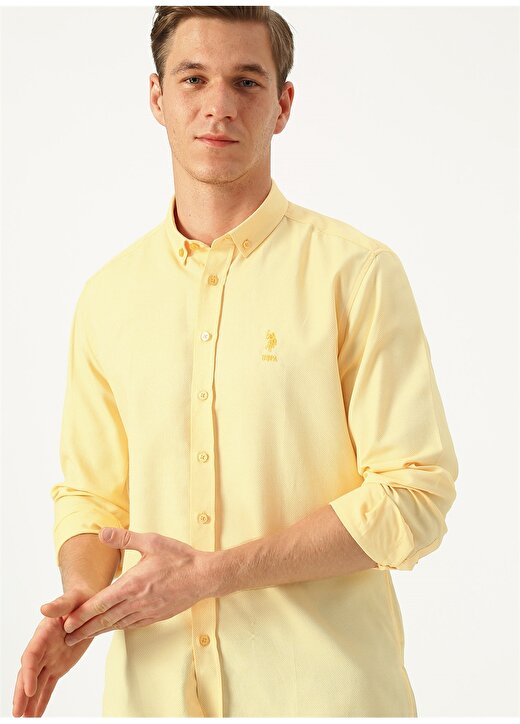 U.S. Polo Assn. Slim Fit Açık Sarı Gömlek 1
