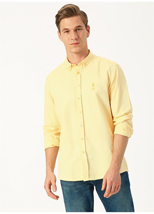 U.S. Polo Assn. Slim Fit Açık Sarı Gömlek 3