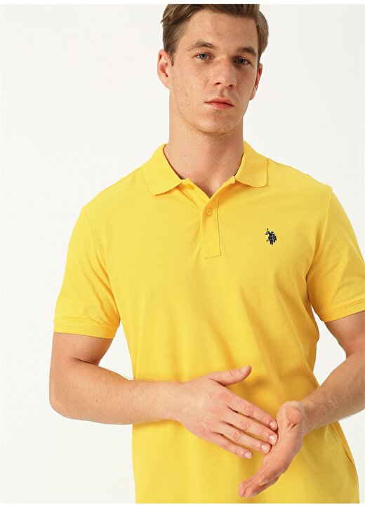 U.S. Polo Assn. Polo Yaka Düz Sarı Erkek Polo T-Shirt G081GL011.739379 3