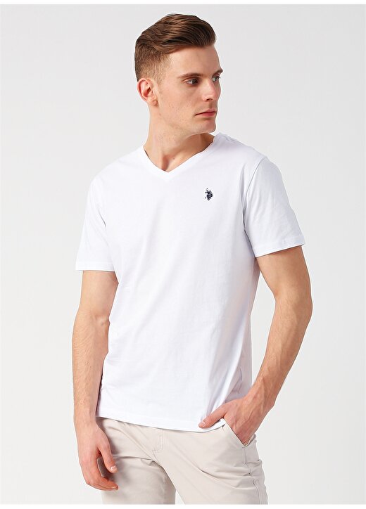 U.S. Polo Assn. Beyaz Erkek T-Shirt 3