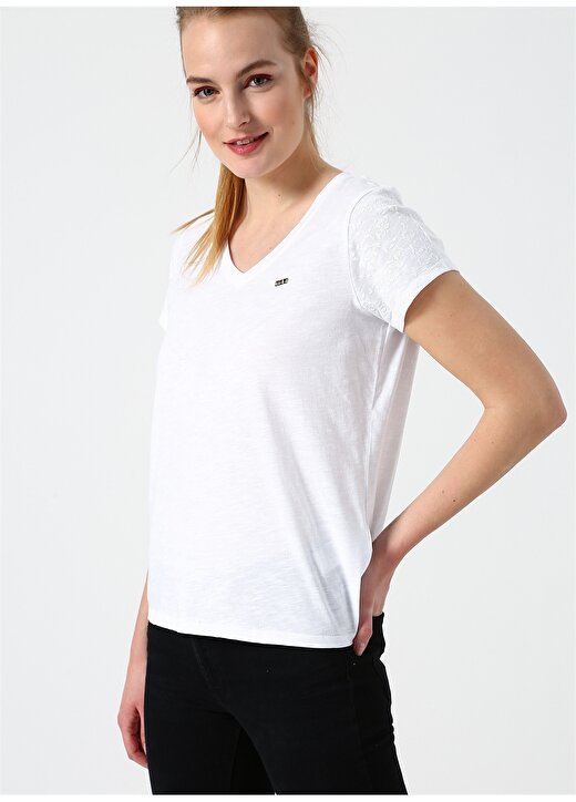 U.S. Polo Assn. V Yaka Beyaz T-Shirt 3