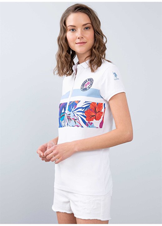 U.S. Polo Assn. Slim Fit Beyaz Baskılı T-Shirt 2
