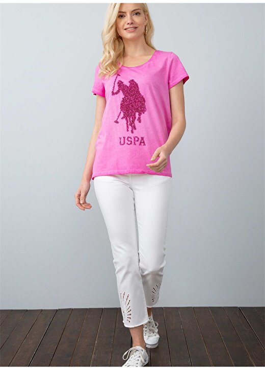U.S. Polo Assn. Pul İşlemeli Fuşya T-Shirt 2