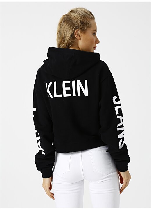 Calvin Klein Jeans Beyaz Kadın Sweatshirt CROPPED INSTITUTIO 4