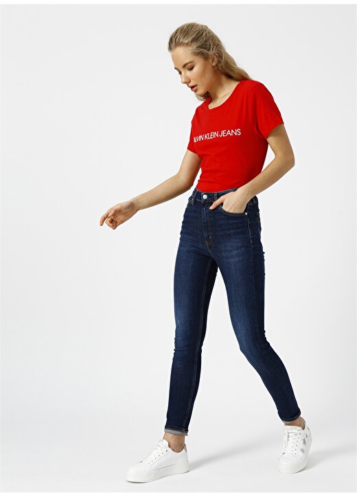 Calvin Klein Jeans Kırmızı Kadın T-Shirt INSTITUTIONAL LOGO 2